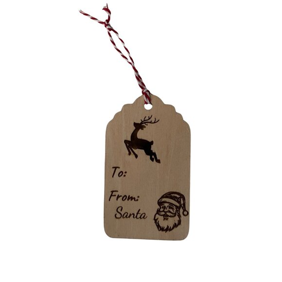 Christmas Gift Tags Ornaments Holiday Gift Tags Wood Gift Tags set of 6 - Picture 5 of 7